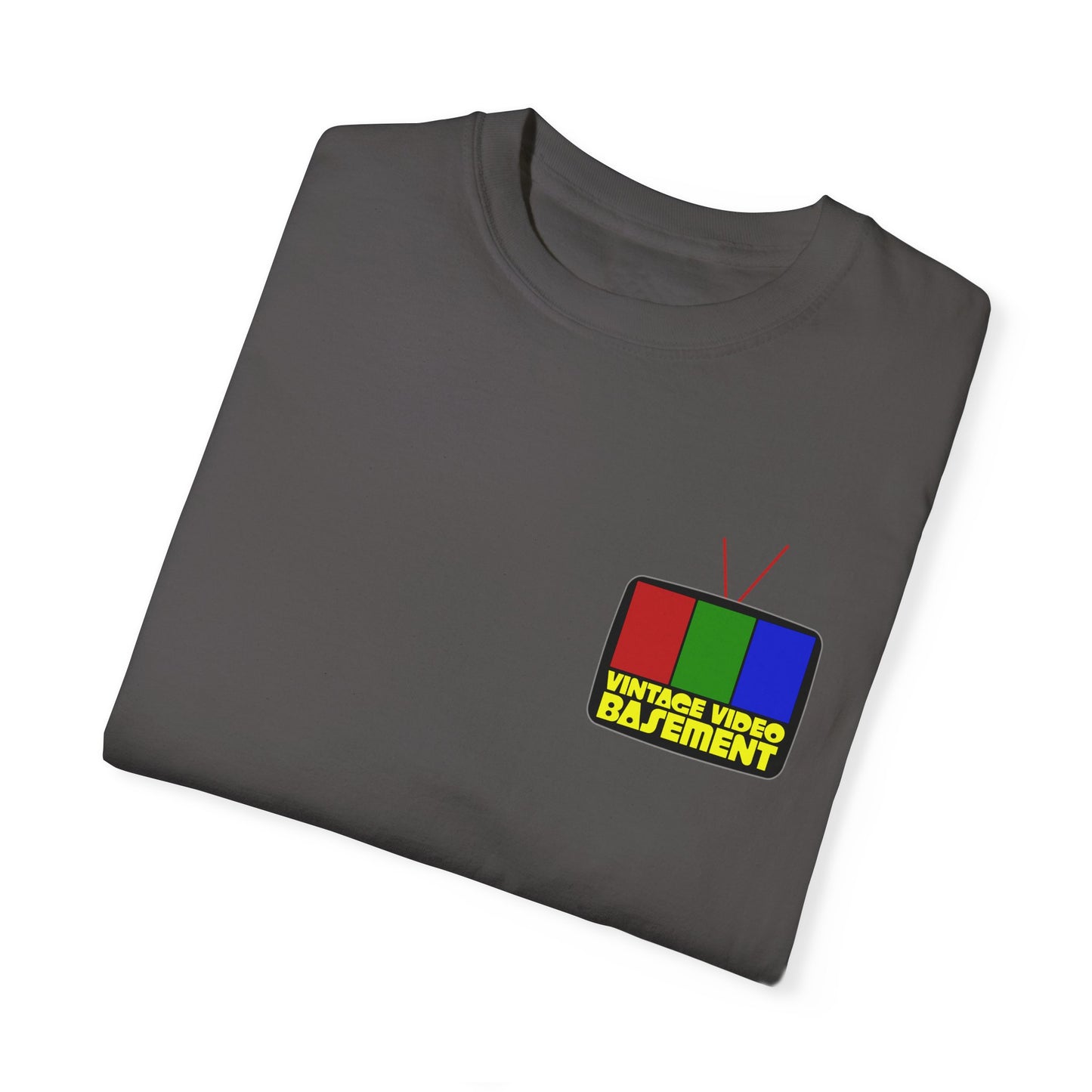 Vintage Video Basement Logo - Unisex Garment-Dyed T-shirt