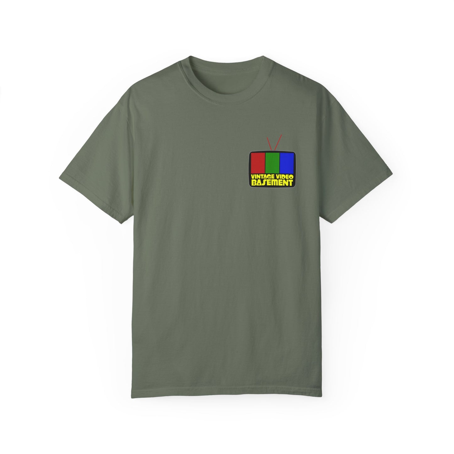 Vintage Video Basement Logo - Unisex Garment-Dyed T-shirt
