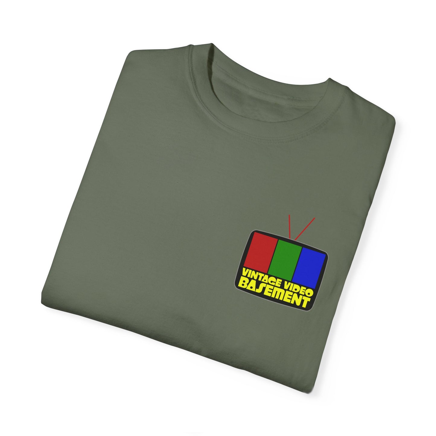 Vintage Video Basement Logo - Unisex Garment-Dyed T-shirt
