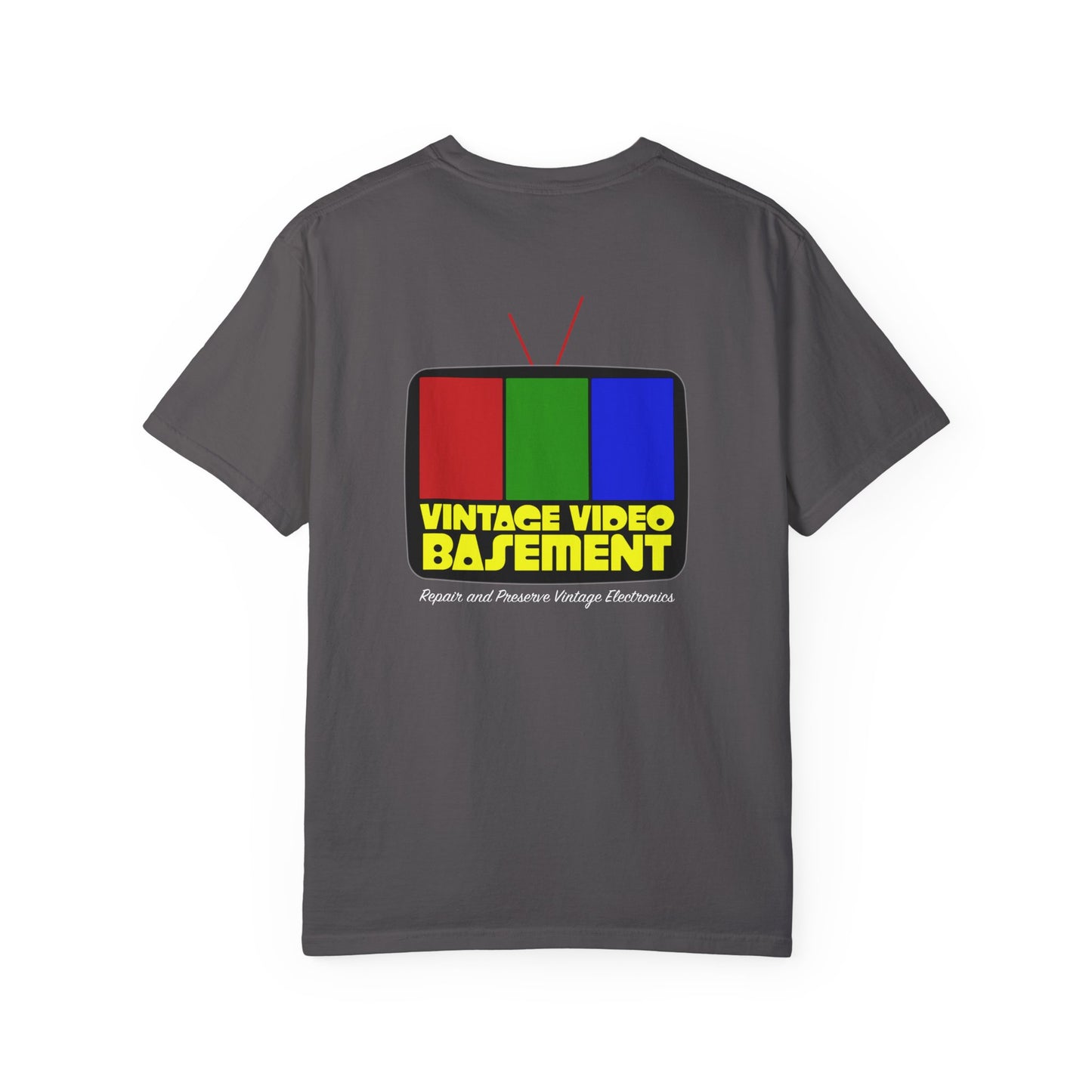 Vintage Video Basement Logo - Unisex Garment-Dyed T-shirt