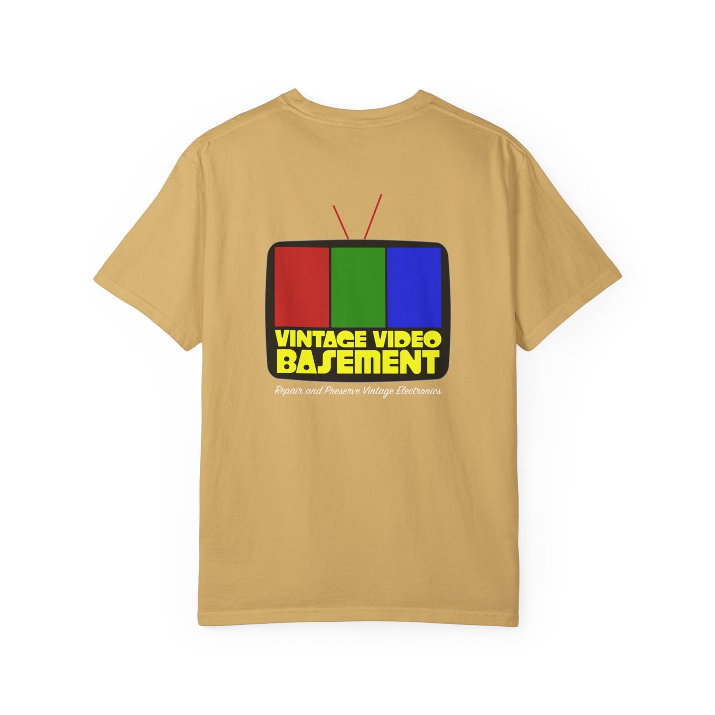 Vintage Video Basement Logo - Unisex Garment-Dyed T-shirt