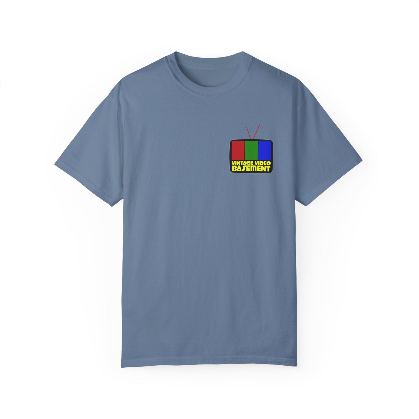 Vintage Video Basement Logo - Unisex Garment-Dyed T-shirt