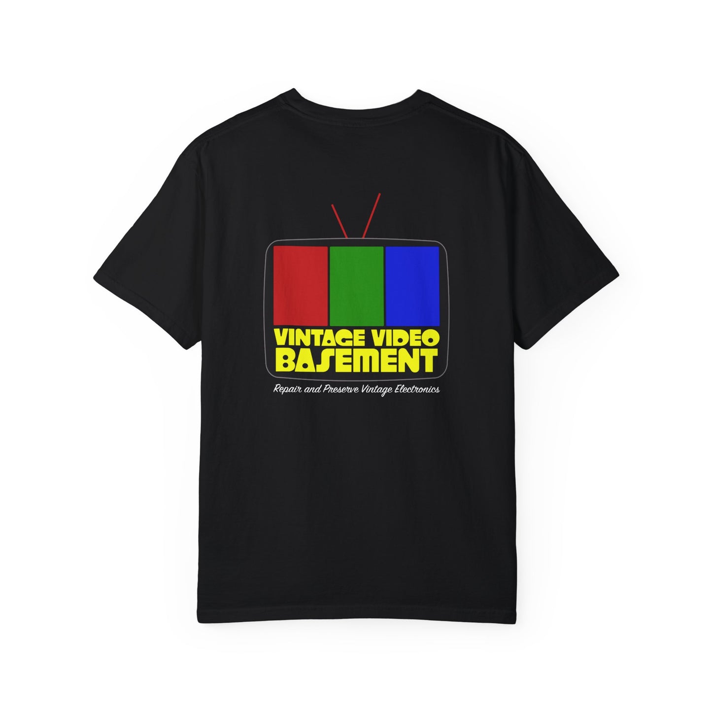 Vintage Video Basement Logo - Unisex Garment-Dyed T-shirt