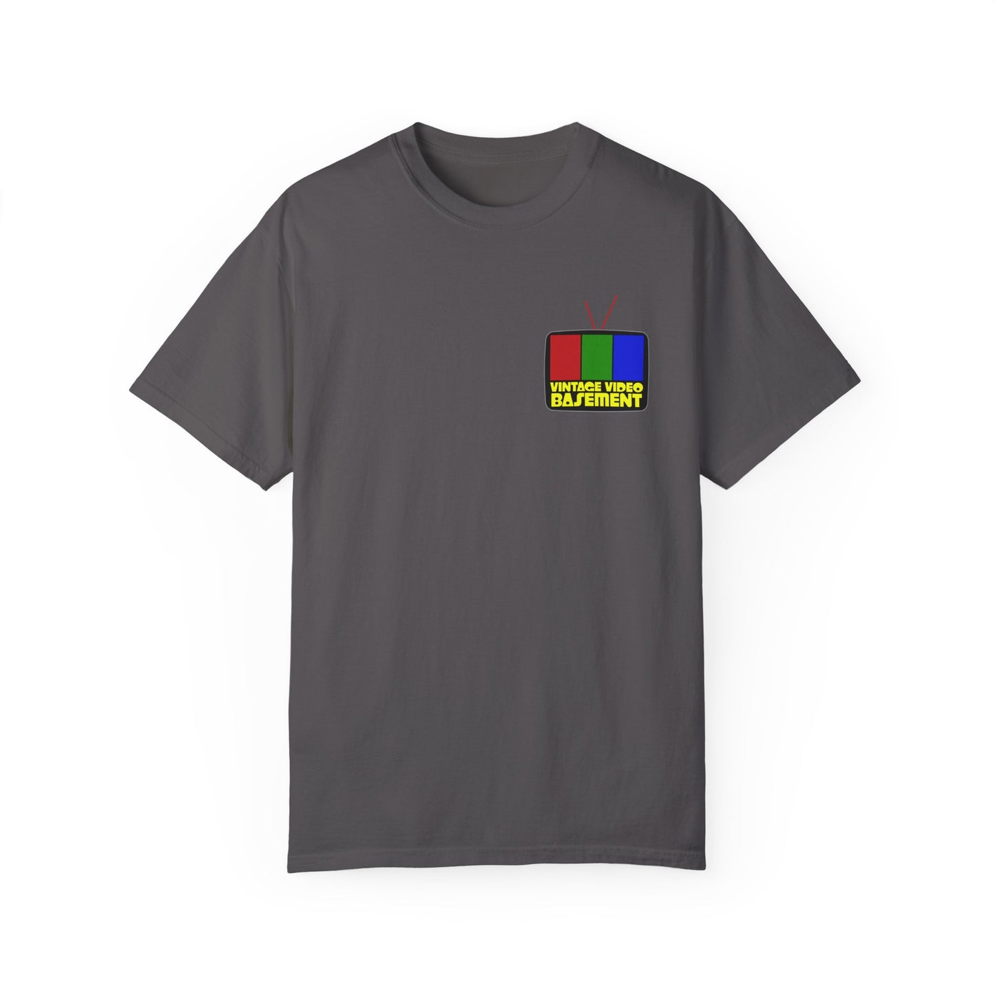 Vintage Video Basement Logo - Unisex Garment-Dyed T-shirt