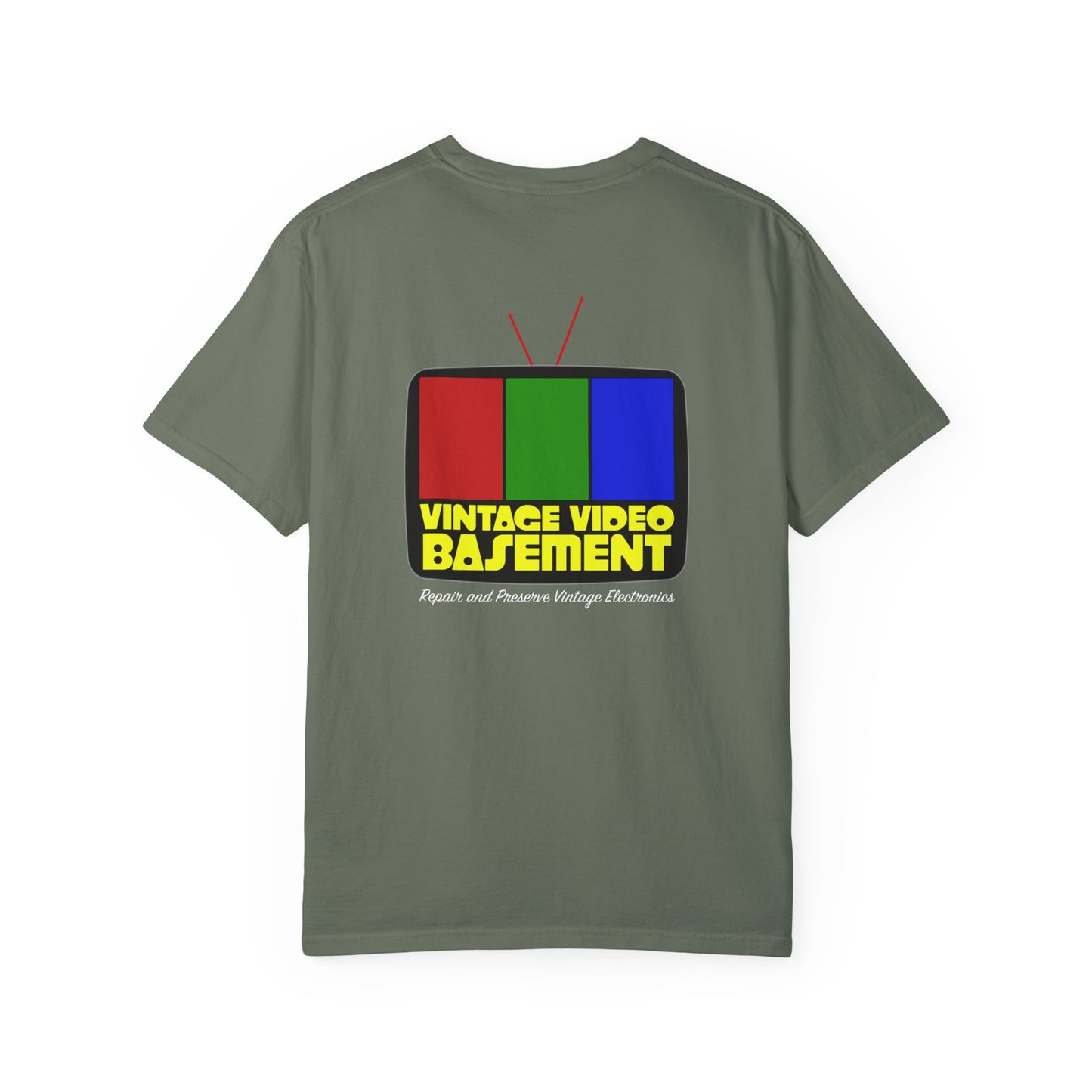 Vintage Video Basement Logo - Unisex Garment-Dyed T-shirt