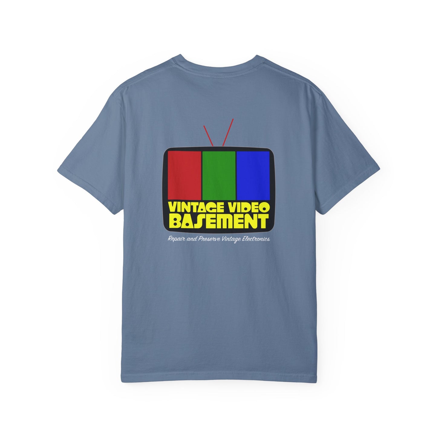 Vintage Video Basement Logo - Unisex Garment-Dyed T-shirt