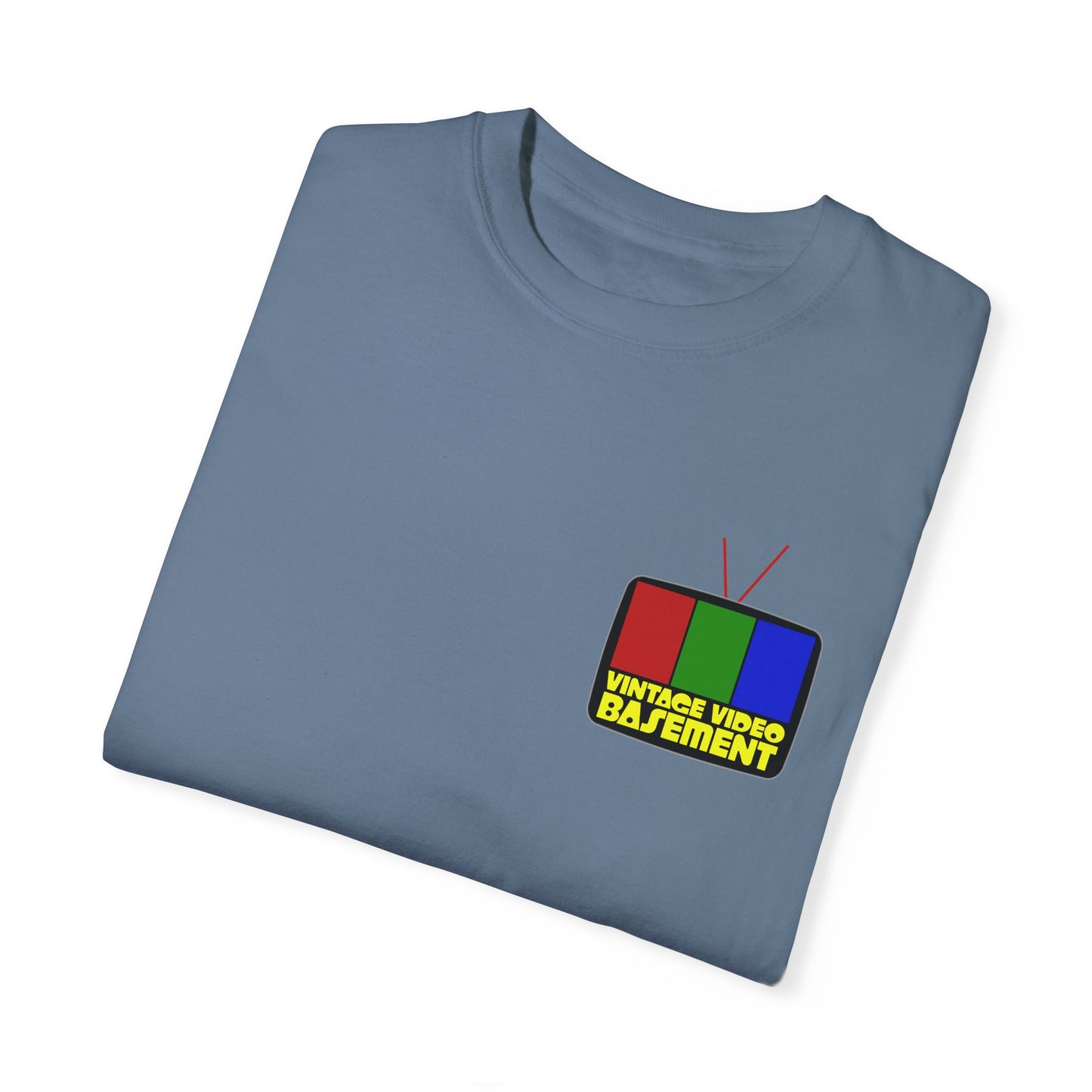 Vintage Video Basement Logo - Unisex Garment-Dyed T-shirt