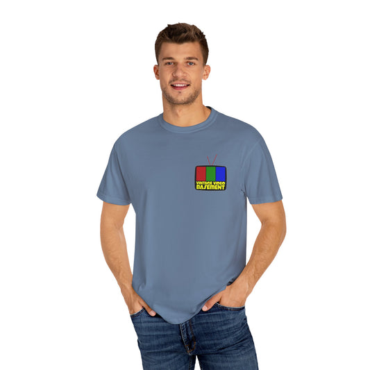 Vintage Video Basement Logo - Unisex Garment-Dyed T-shirt